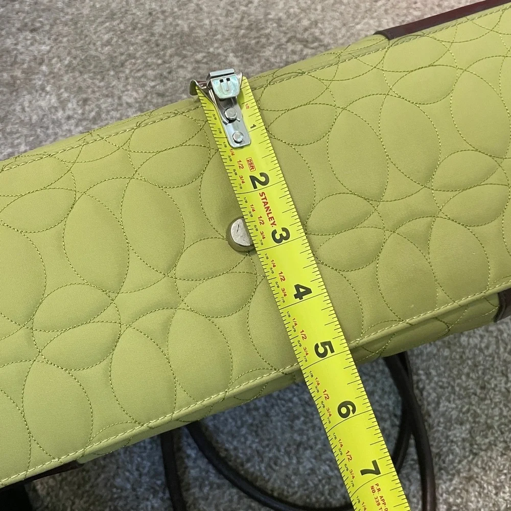 Chelsey Henry Quilted Laptop Tote Bag – Green with Brown Trim | Like new